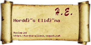 Hordós Eliána névjegykártya